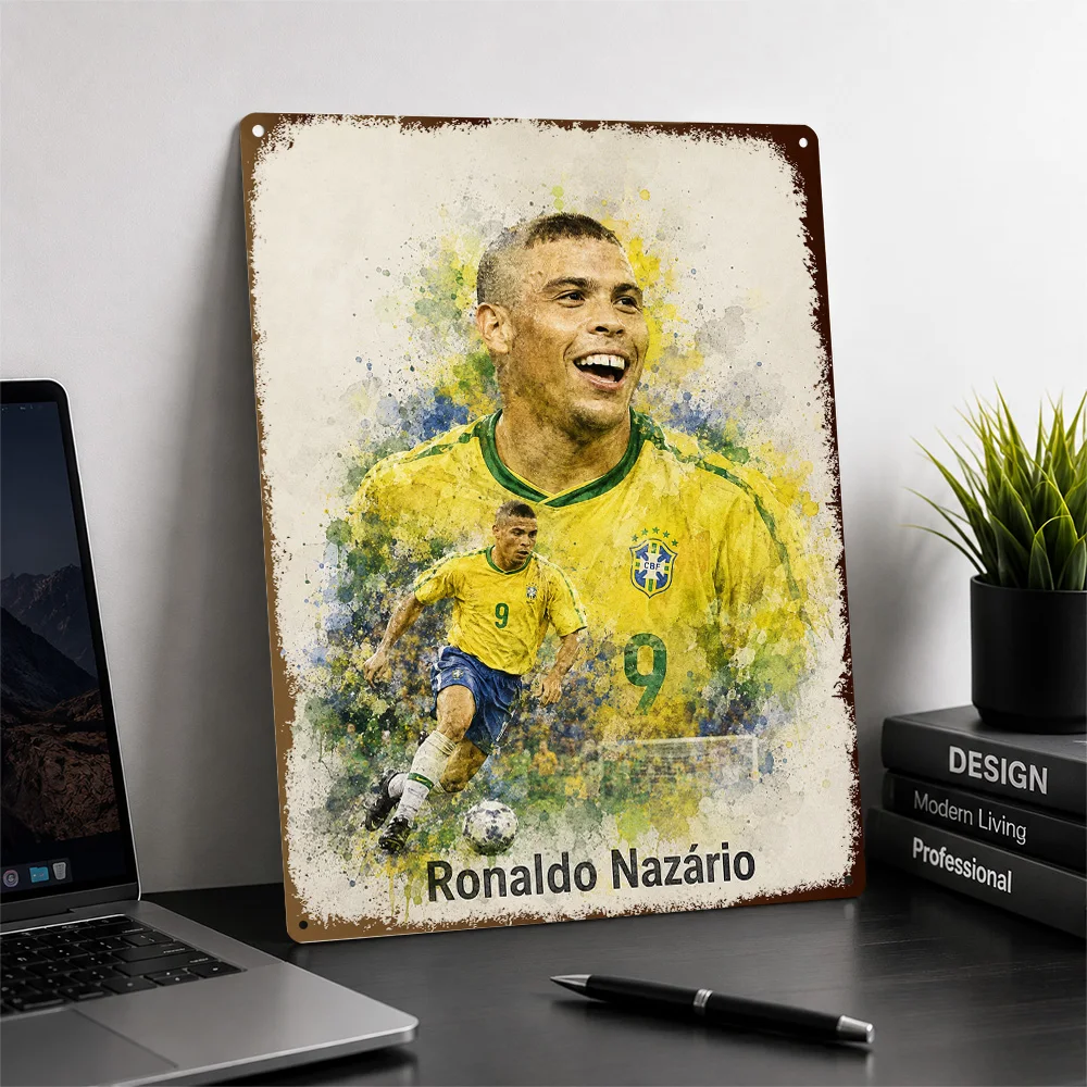 Ronaldo Nazário Football Aluminum Poster Customized Metal Tin Sign Club Legacy Style Wall Art Ideal For Game Room Or Clubhouse