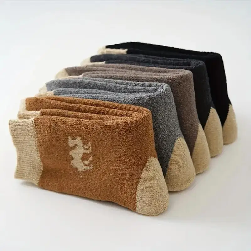 5 Pairs High Quality Winter Socks Men's Women's Outdoor Cold Resistant Warm Thick Snow Boots Long Socks Man Gift Sox 37-44