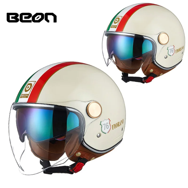 

BEON B120 Electric Motorcycle Helmet Man DOT ECE Open Face Colorful Tree Lens Woman Motocross Scooter Accessories M L XL
