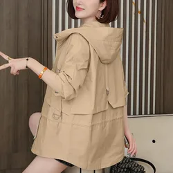 Casaco Feminino Loose Windbreaker Coat Women's Spring Autumn Hooded Jacket 2023 New Loose Coats Fashion Outwear Female