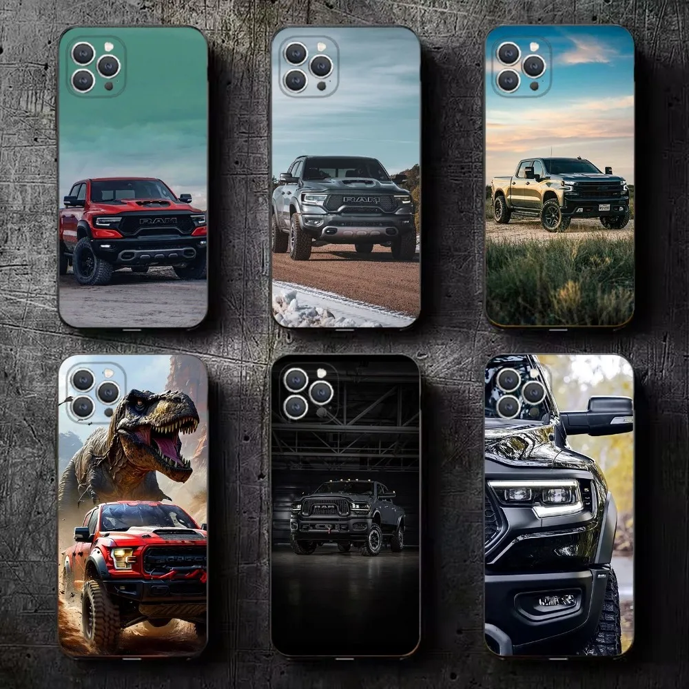 

Cool Car D-Dodge trx Phone Case For iPhone 15,14,13,12,11,Plus,Pro Max,XS,X,XR,SE,Mini,8,7 Soft Silicone Black Cover