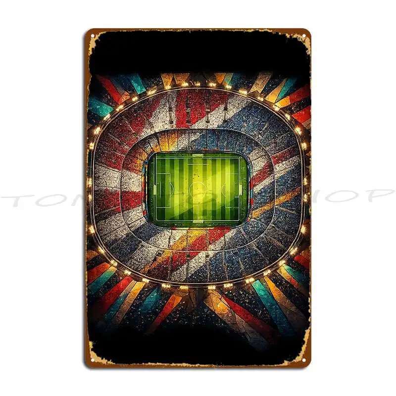 World Soccer Stadium Aerial Colorful Nations Metal Plaque Poster Wall Cave Wall Decor Club Party Wall Decor Tin Sign Poster