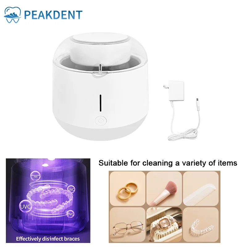

Ultrasonic UV Cleaner Mini Household Dental Pulsating Cleaning for Jewelry False Teeth Braces Cleaning