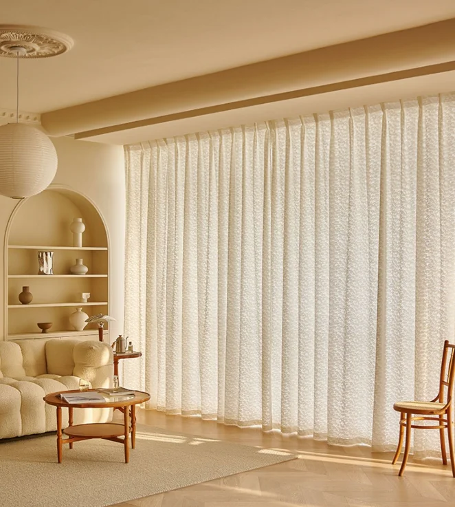 French Retro Light Luxury Leaf Pattern Gauze Curtain Warp Knitted Small Leaf Living Room Bedroom Curtain