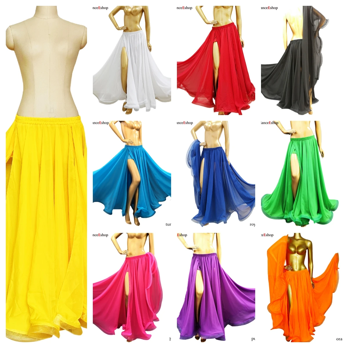 2024 New Bellydancing Skirts Women Sexy Oriental Belly Dance Long Skirt 2-Sides Slit Girls Costume Performance Or Training Dress