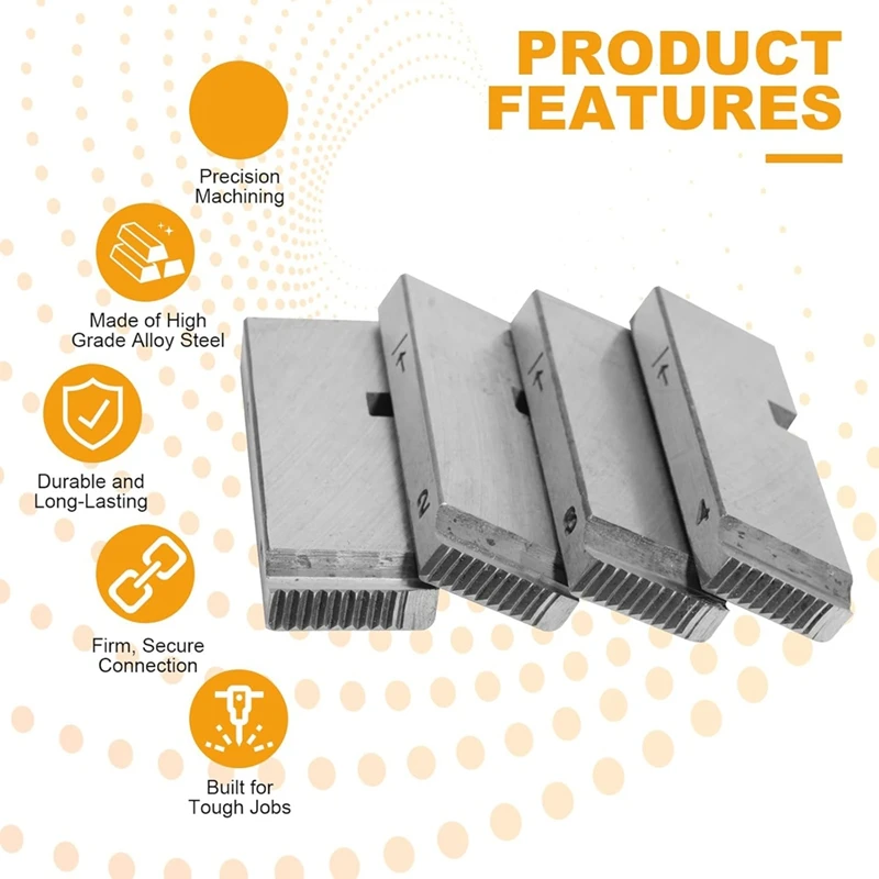 PORK-4-Pack 47770 RIDGID 用パイプねじ切りセット、1-2 インチパイプ用高速ねじ切りダイス、ユニバーサルダイヘッドねじ切りツール