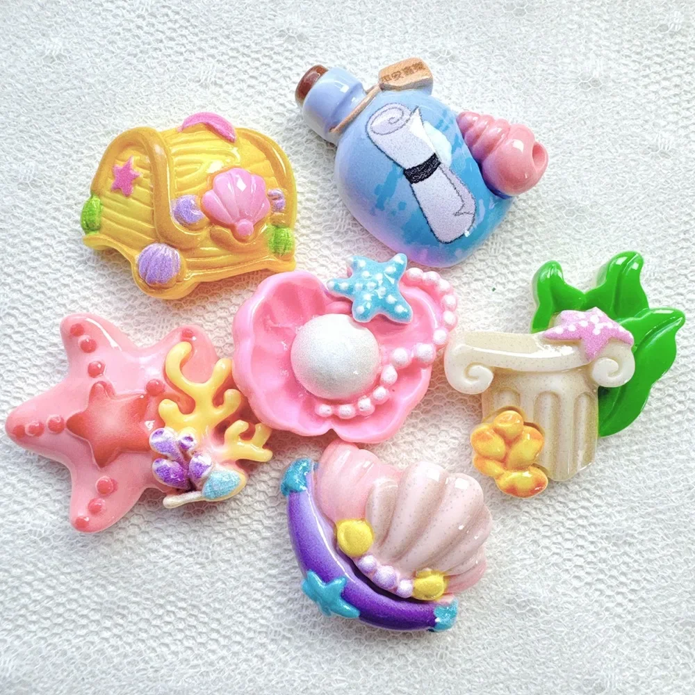 Resin Ocean Series Cabochon Flatback Dollhouse Miniature 3D DIY Decal Fridge Magnet Phone Case Crocs