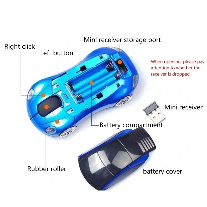 raton gaming inalambrico Car shape Wireless Game Mouse USB 2.4G LED USB Mice for Laptop Computer Mute Mouse Computer Supply