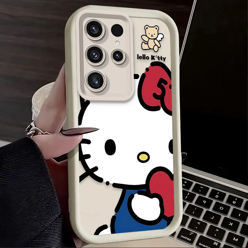 Custodia per telefono simpatico cartone animato Hello Kitty per Samsung Galaxy S24 S25 S23 Ultra S22 S21 Plus FE A36 A56 A26 A16 A06 A15 A25 A35 A55 5G