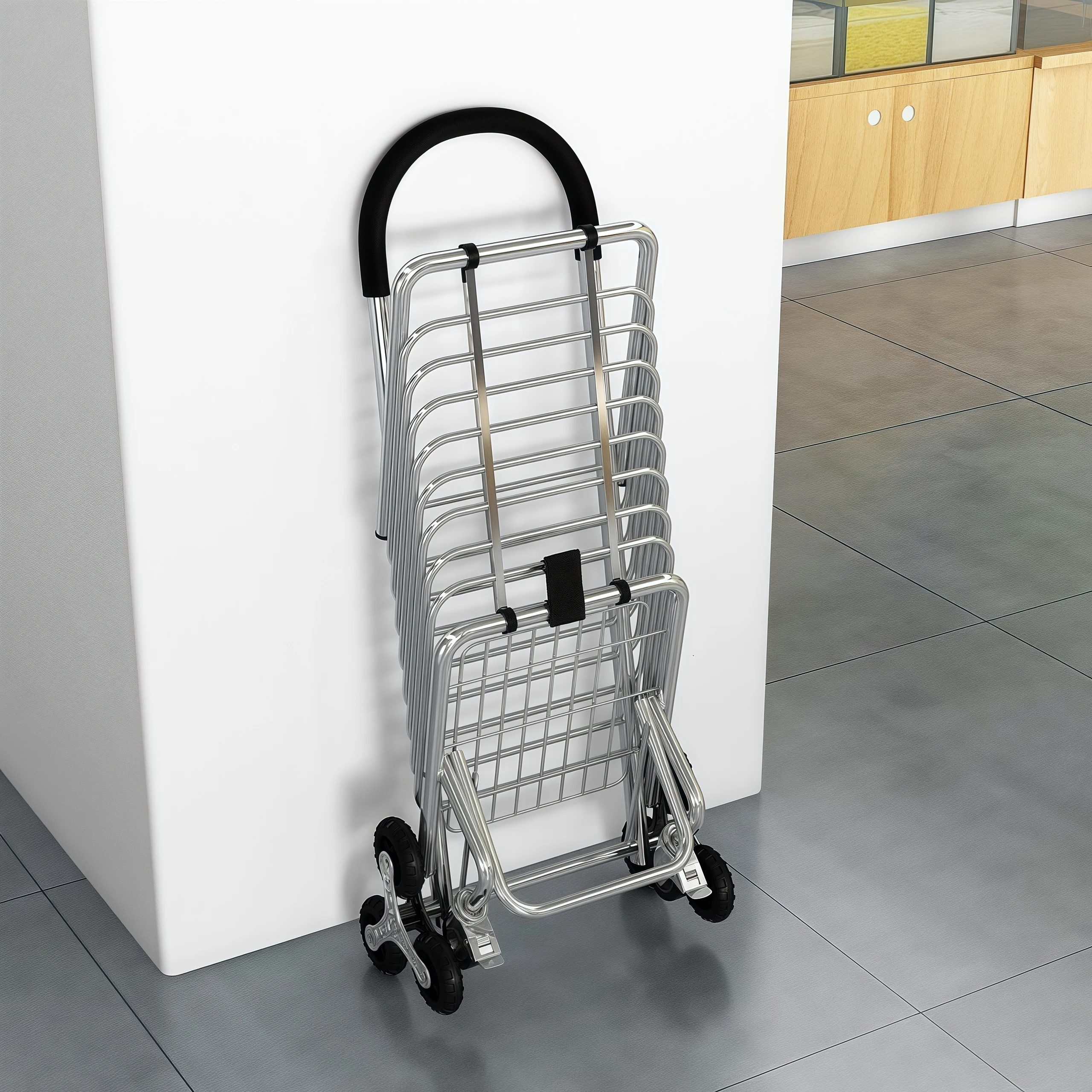 Verstärkter Multifunktionaler Handwagen | Faltbarer Einkaufswagen, zeitlich begrenztes Geschenk | Lila Acht-Rad-Modell – Detail 7