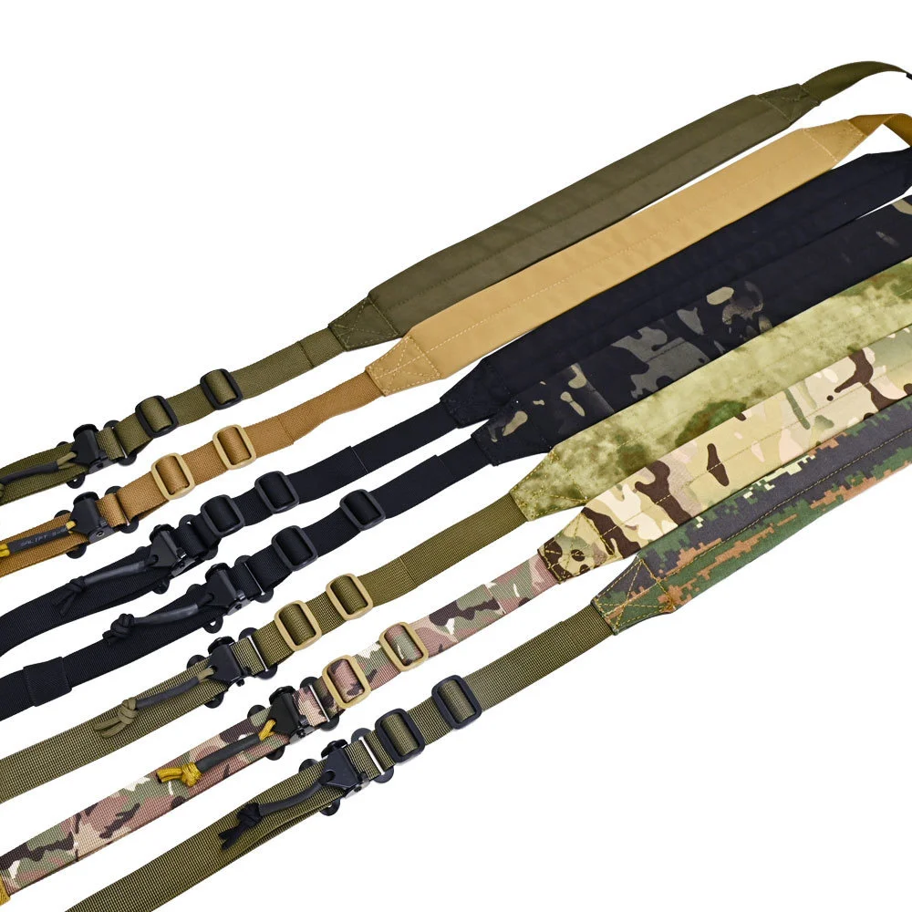 Tactical 2 Point Rifle Sling Modular imbottito Quick regolabile Pull Tab con adattatore pulsante girevole di conversione Triglide QD