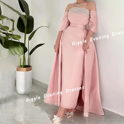 Giggle Satin Beading Strapless Sashes Elegance Prom Gown Saudi Arab Exquisite Floor-Length Evening Party Dresses for Women 2024