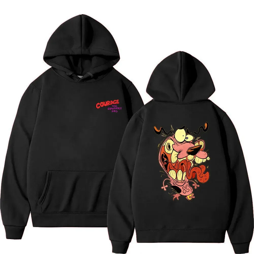 The Cowardly Dog Hoodies Long Sleeve Print Men Women Fashion Drop-shoulder Sleeve Sweatshirt Vintage Cartoon '90s Classic Hoodie