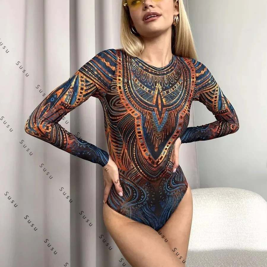 روسيا 2025 مثير شبكة قطعة واحدة بيكيني تحديد المواقع طباعة ملابس السباحة كباسليك جديد