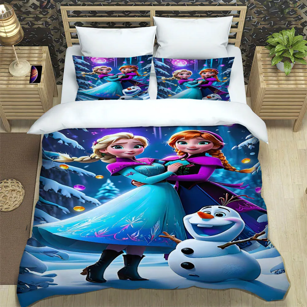 MINISO Cartoon Frozen Printed Bedding Sets exquisite bed supplies set duvet cover comforter set bedding set luxury birthday gift