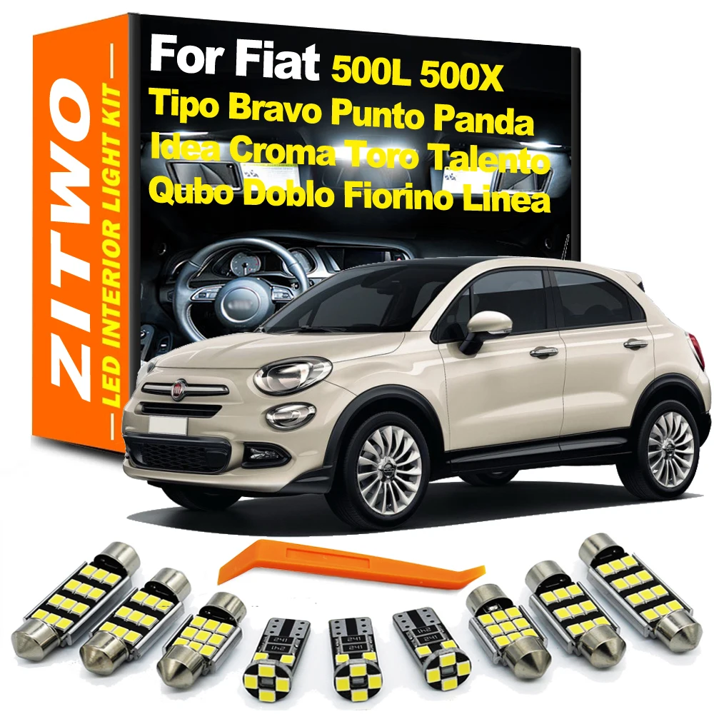 ZITWO LED Interior Light Bulb Kit For Fiat Bravo 500 500L 500X Punto Linea Panda Croma Tipo Qubo Fiorino Doblo Idea Talento Toro