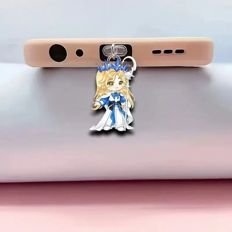 Blue Duke Green Scholar Crimson Knight Q style Acrylic Phone Dust Plug Character Pendant Decor Collectible Gift For Hobby Fans