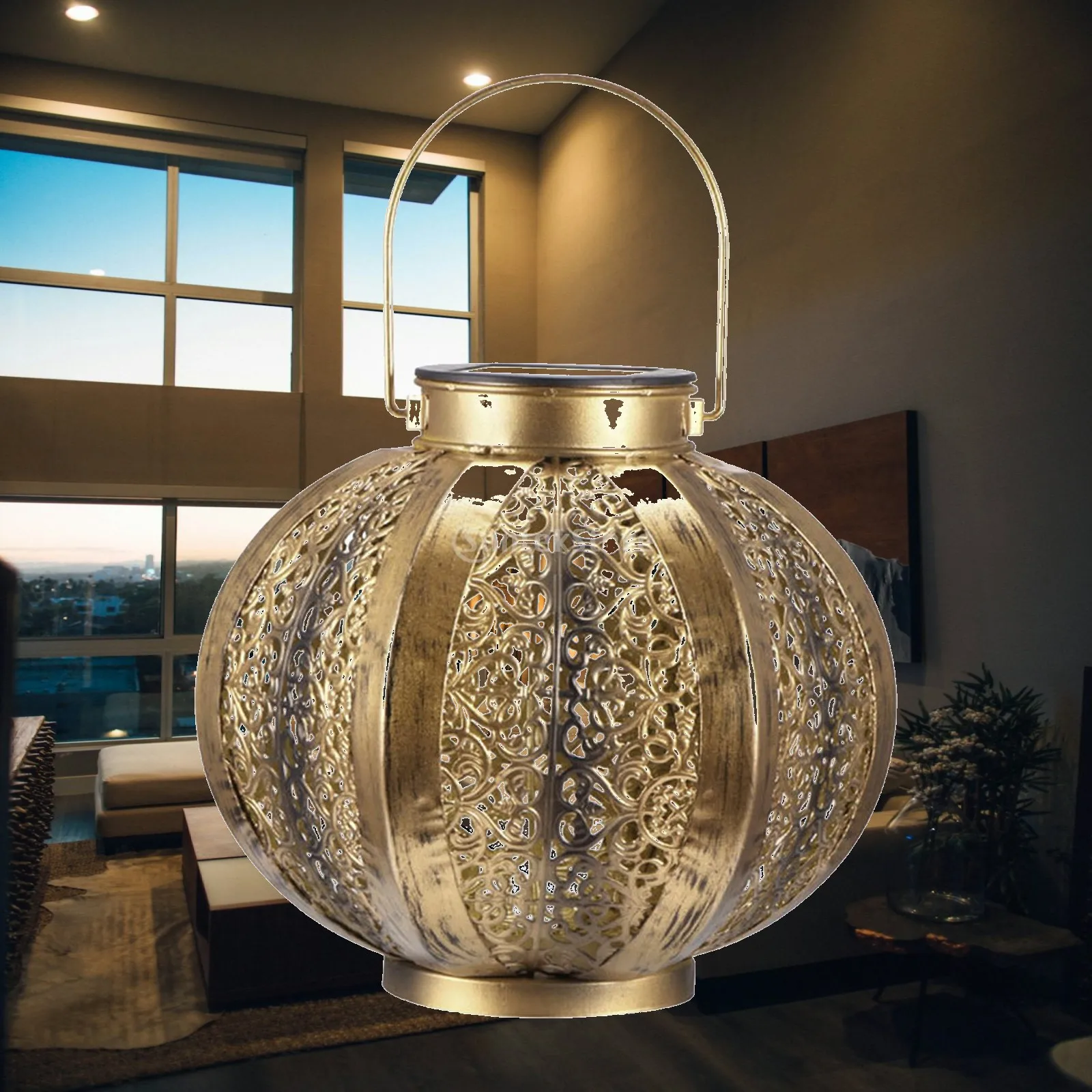 

Hanging Solar Lantern Metal Waterproof Garden Outdoor LED Decoration Retro Lamp Table Lights for Patio Yard Pathway