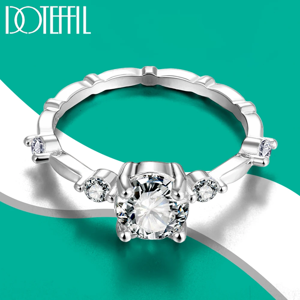 

DOTEFFIL D Color VVS1 1ct Moissanite Ring for Women Wedding 925 Sterling Sliver Fine Jewelry Diamond with GRA Engagement Gifts