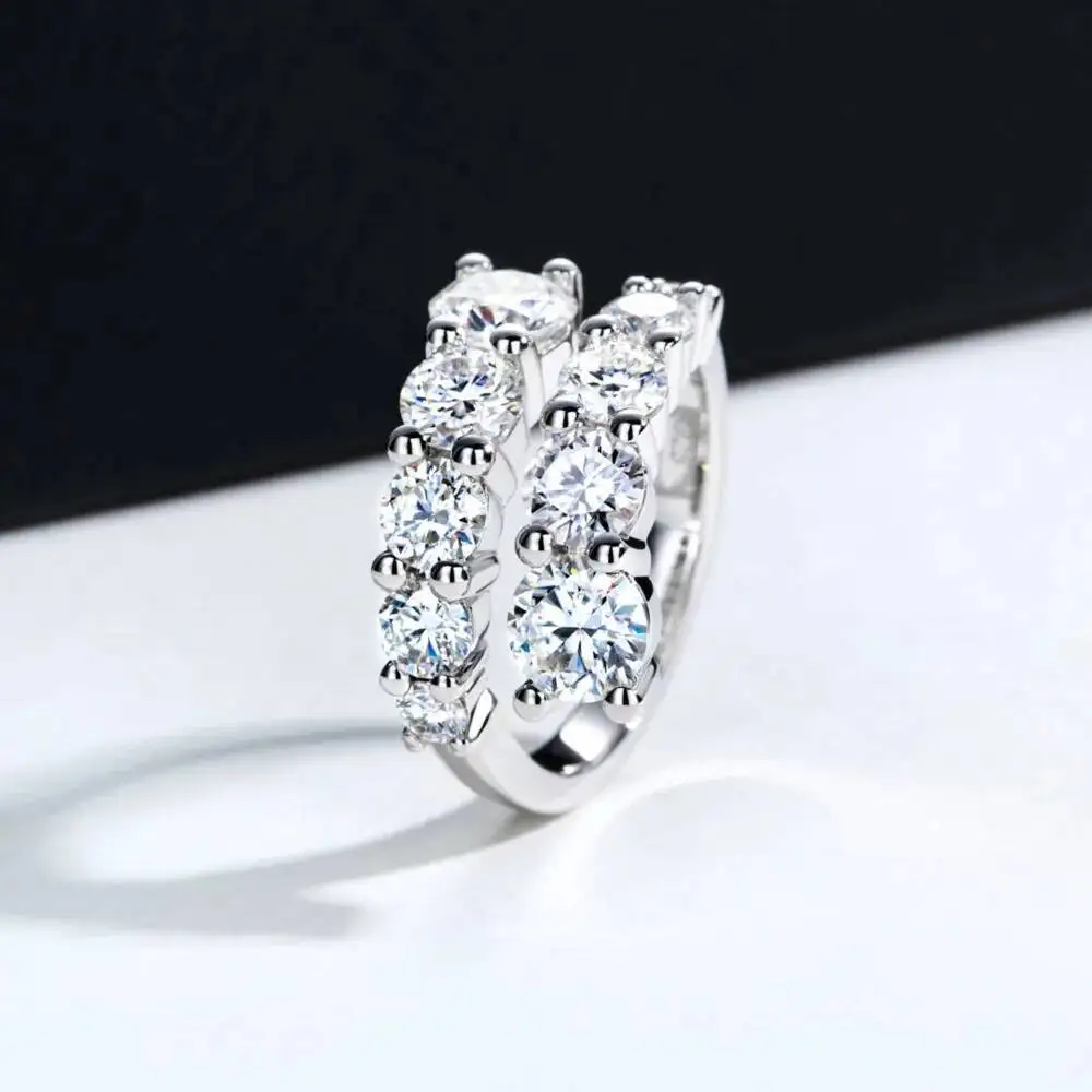 10 Edelstein-Ringe mit Moissanit für Damen, Funkelnde Makellose Labor-Diamanten, Ehering aus 925 Sterling Silber – Detail 5