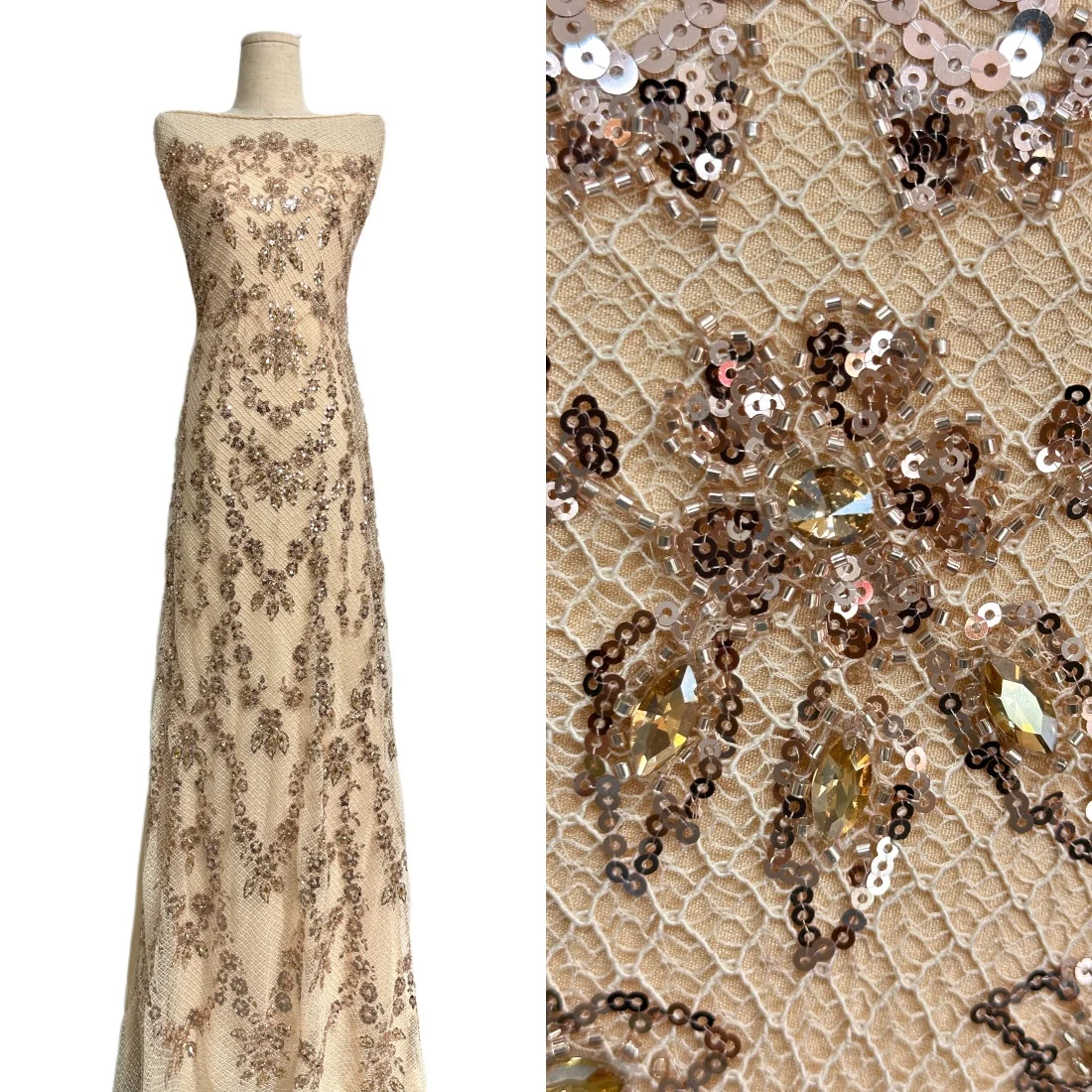 

Luxury African Sequins Beaded Lace Fabric 2026 High Quality Stones Embroidery French Nigerian Lace Fabric For Wedding Dress 5 Y