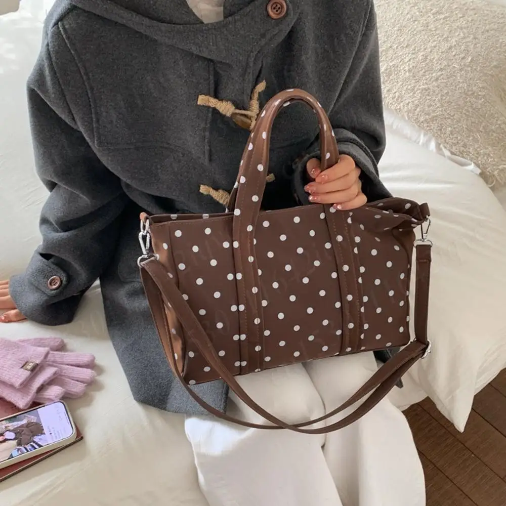 

Женская сумка-тоут в горошек, большая вместительная сумка-ведро, корейские милые сумки через плечо, повседневная милая сумка на плечо, дорожная сумка с верхней ручкой