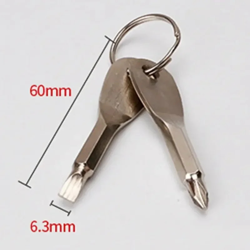 1set Mini Pocket Repair Tool Key Ring Keyring Screwdriver Gadget Outdoor Portable Phillips Slotted Multi Camp Hike