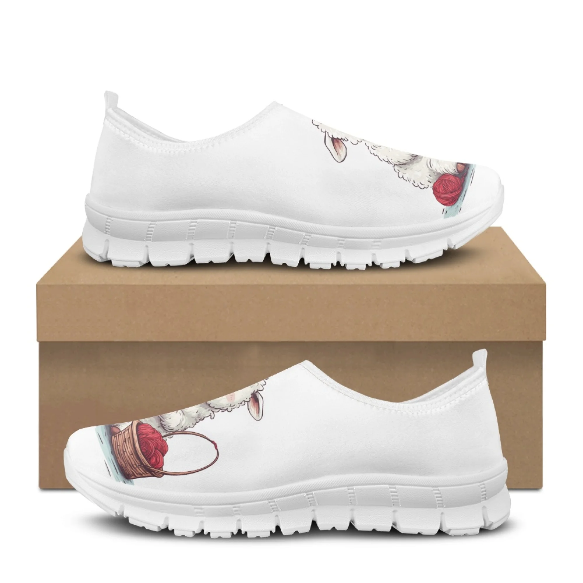 INSTANTARTS Women Slip on Shoe Cute Cartoon Little Sheep Walking Lightweight Sneakers Breath Mesh Shoes Students Flat Shoe image 6