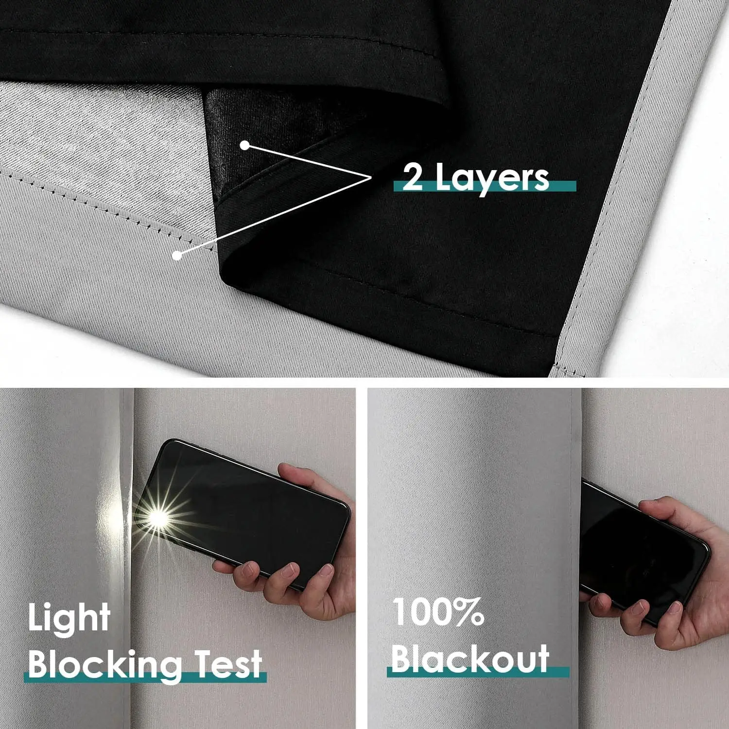 Verdunkelungsvorhang für Wohnzimmer, Polyester-Pongee-Öse, wärmeisolierter, lichtblockierender Vorhang für französische Terrassentür – Detail 4