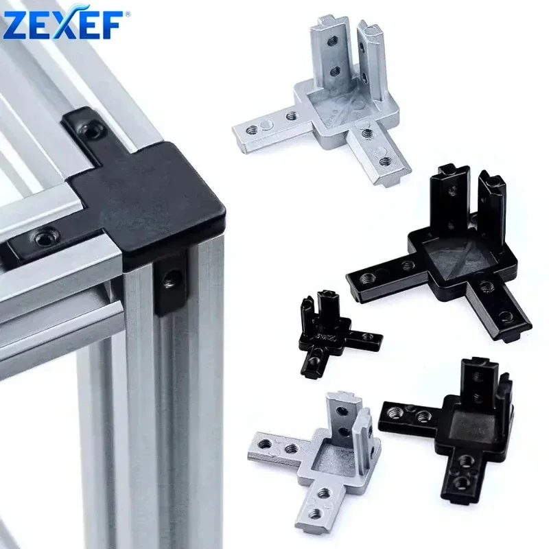 

10pcs Three Way Corner Profile Accessories Hidden Angle Adjustable Bracket Metal Connector Plate End With Set Screws Alluminum