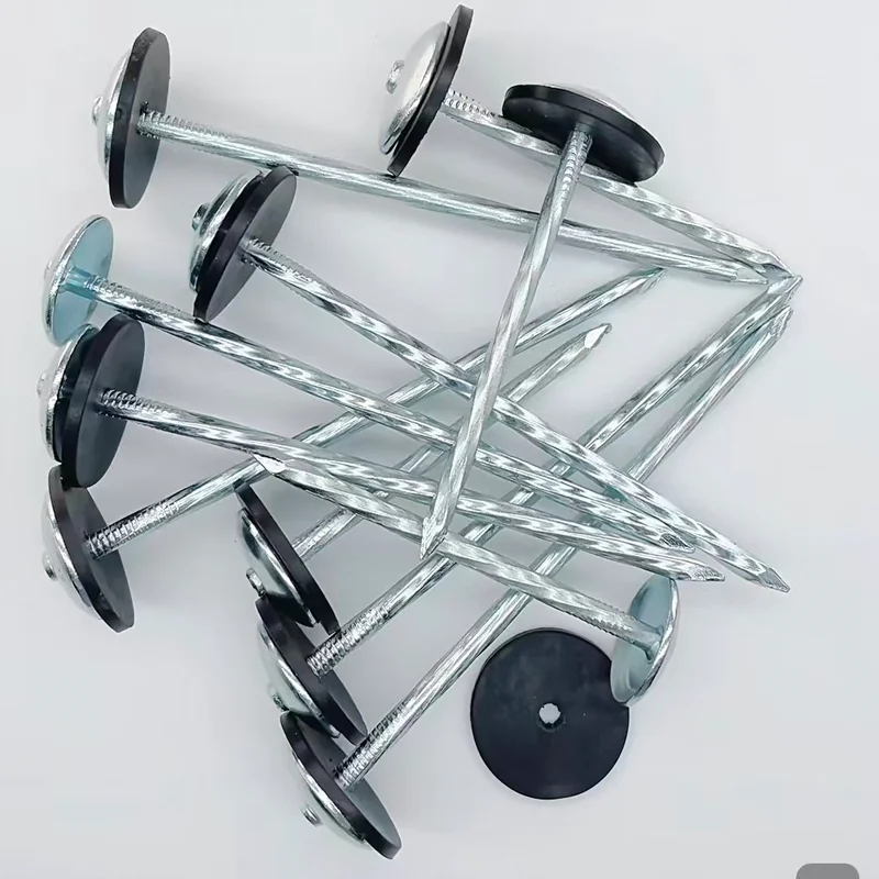 

L-40/50/65/80/100mmUmbrella Head Roofing Nails Twist Shank Galvanized Wood Nail Roofing Top Use Big Head Nail Screw Shank