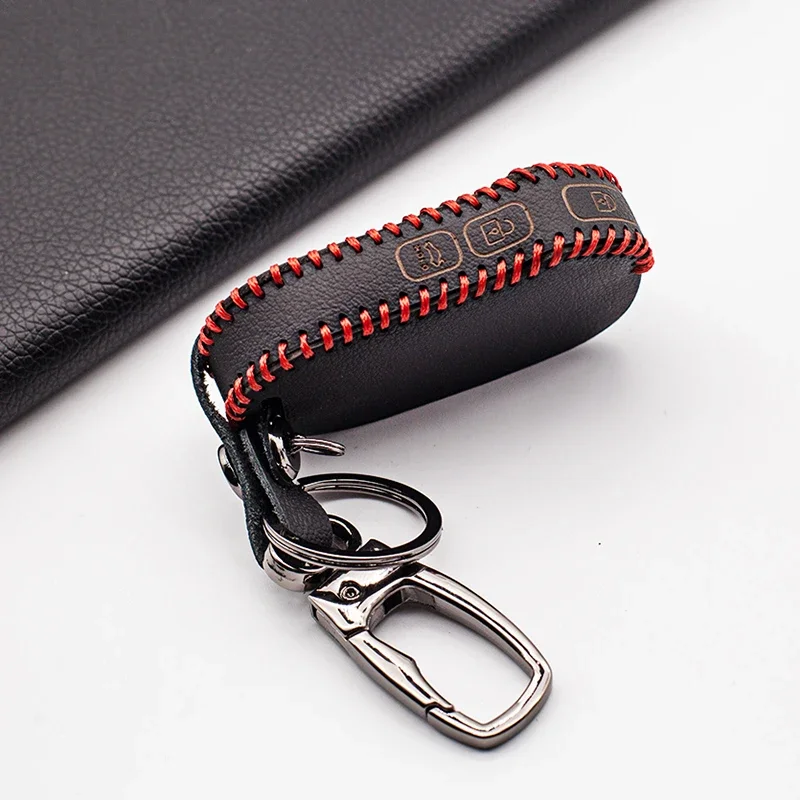 Leather Car Key Case for Kia Cerato Sportage Ceed Sorento K900 Stinger 2017 2018 2019 3 Buttons Folding Remote Jacket Shell Fob