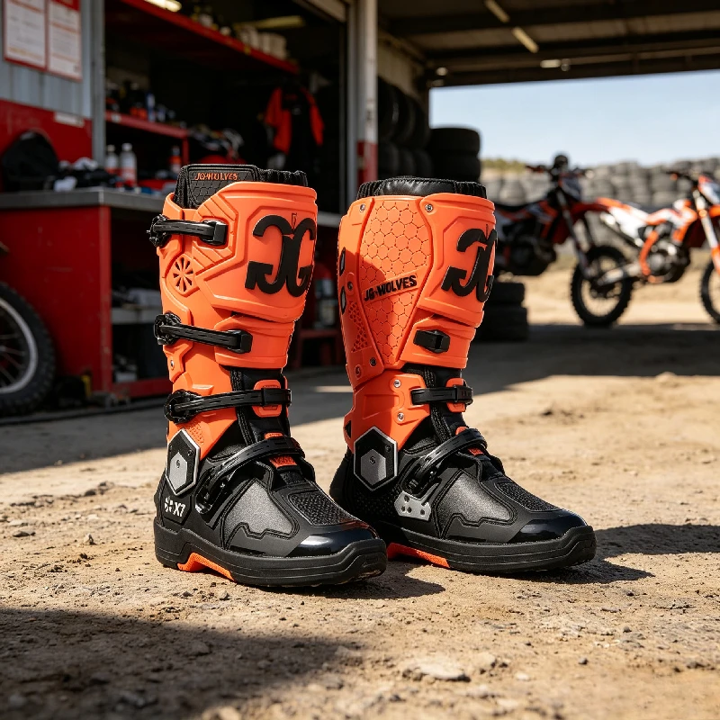JG WOLVES Waterproof Off Road Racing Boots Men Professional Motorcycle Boots Casual Sneakers Wear Resistant Botas Para Moto