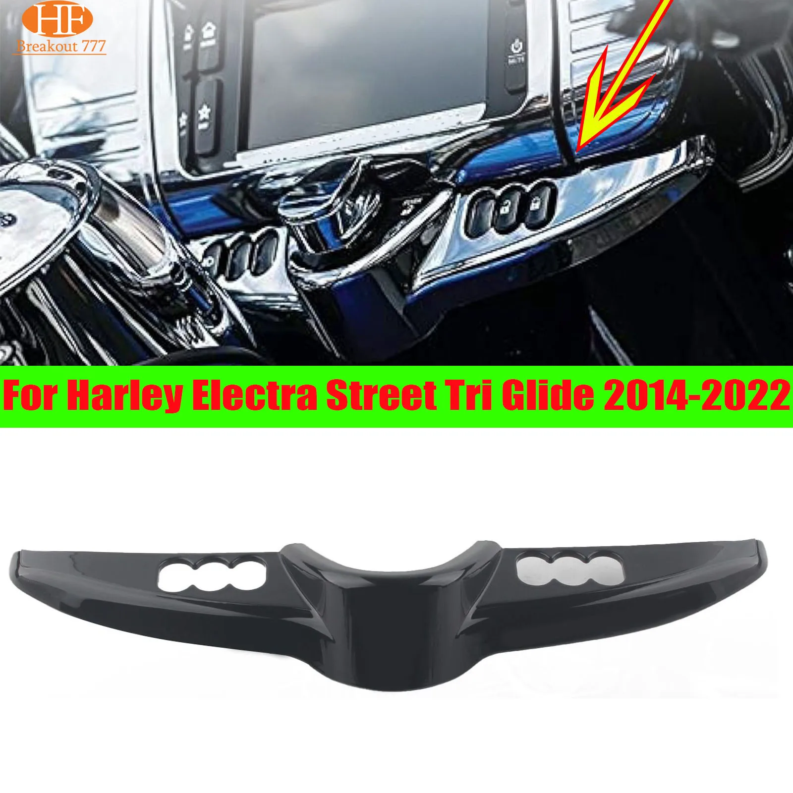 

Motorcycle Chrome Batwing Switch Dash Panel Accent Cover For Harley Electra Street Tri Glide 2014-2022