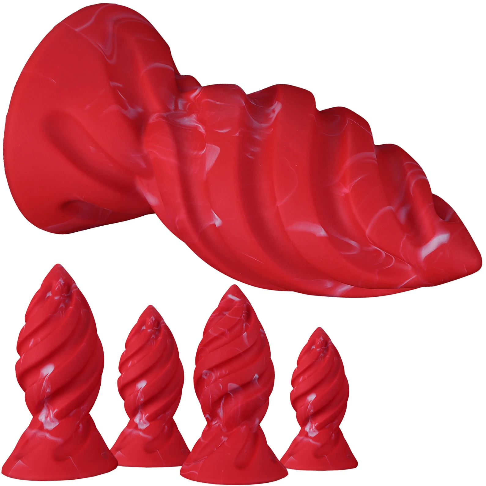 4 Size Spiral Thread Anal Plug Adult Sex Toys Huge Anal Beads Soft Silicone Suction Cup Pointed Tip Butt Plug Women Gay Anal Toy