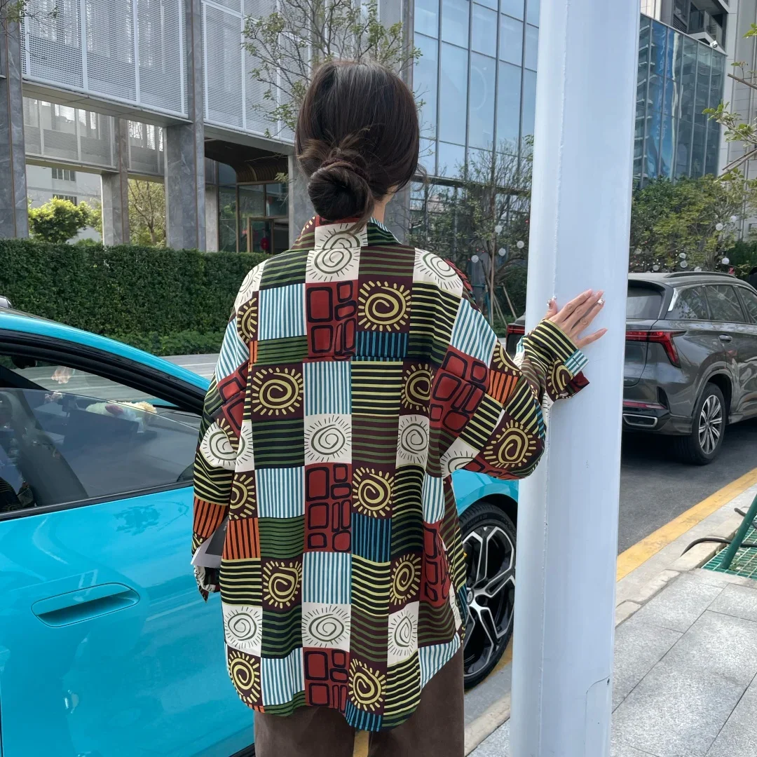 Клетчатая рубашка 202, женская весенне-осенняя рубашка с длинными рукавами в стиле ретро, корейская версия, свободный повседневный универсальный топ A468