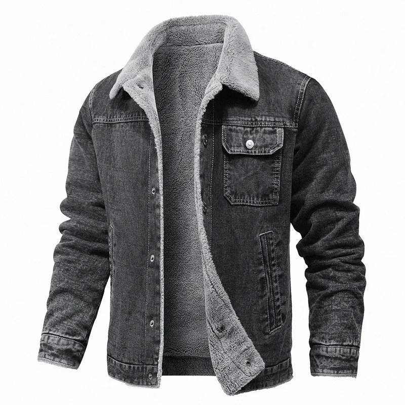 Men Coat Turn Down Collar Single Breasted Long Sleeve Vintage Work Casual Slim Fit Jacket Distressed Thick Warm Autumn Winter