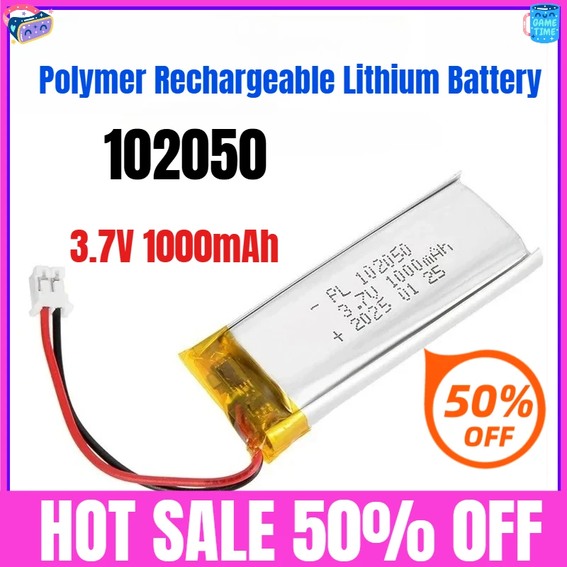 

102050 3.7V 1000mAh Polymer Rechargeable Lithium Battery for GPS Recording Pen LED Light Massage Device