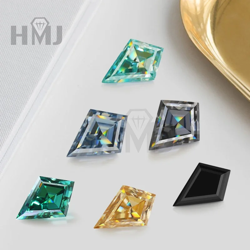 HMJ Factory Sale Loose Moissanites Stones Kite Cut Gray /Green /Black /Sky Blue / D Color Lab Grown Moissanite Diamonds