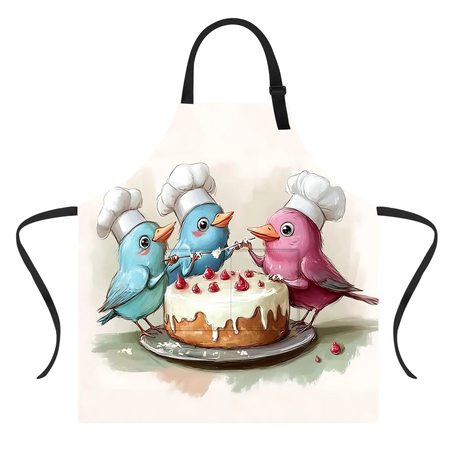 

Funny Three Bird Apron with Pockets Waterproof for Men Women Kitchen Garden Decor