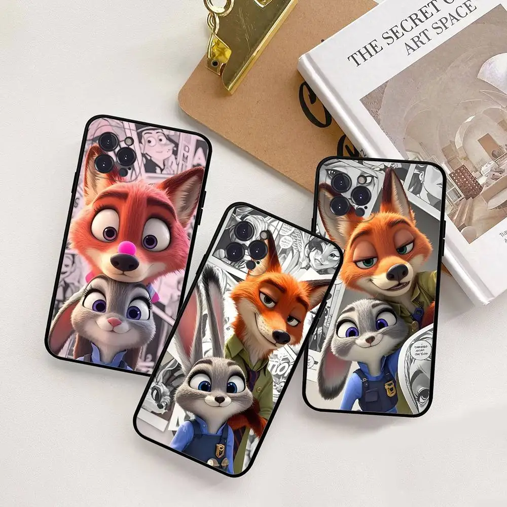 Zootopia Nick Judy جراب هاتف آيفون 16 15 14 11 12 13 Mini Pro XS Max Cover 6 7 8 Plus X Funda Shell