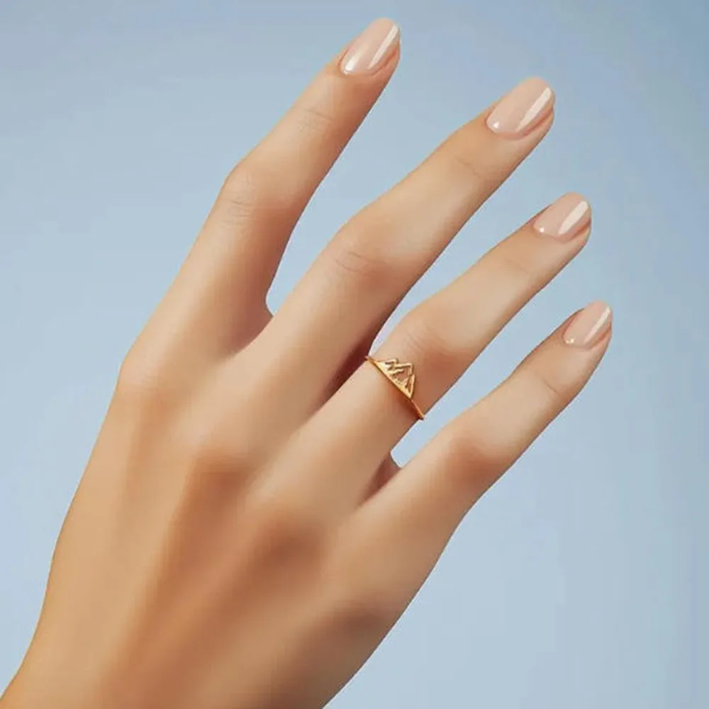 14K gold-plated mountain shaped ring: exquisite silver layered ring adjustable size