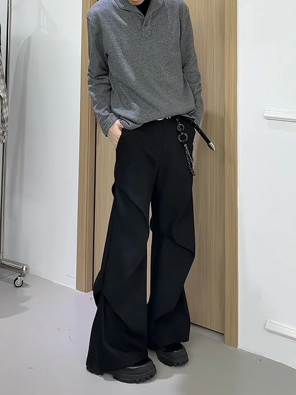 

Bla Pleated Wide Leg Men's Trousers Student CleanFit Pants Drapey High-End Feeling Loose Fit Casual Polyester Fiber Winter