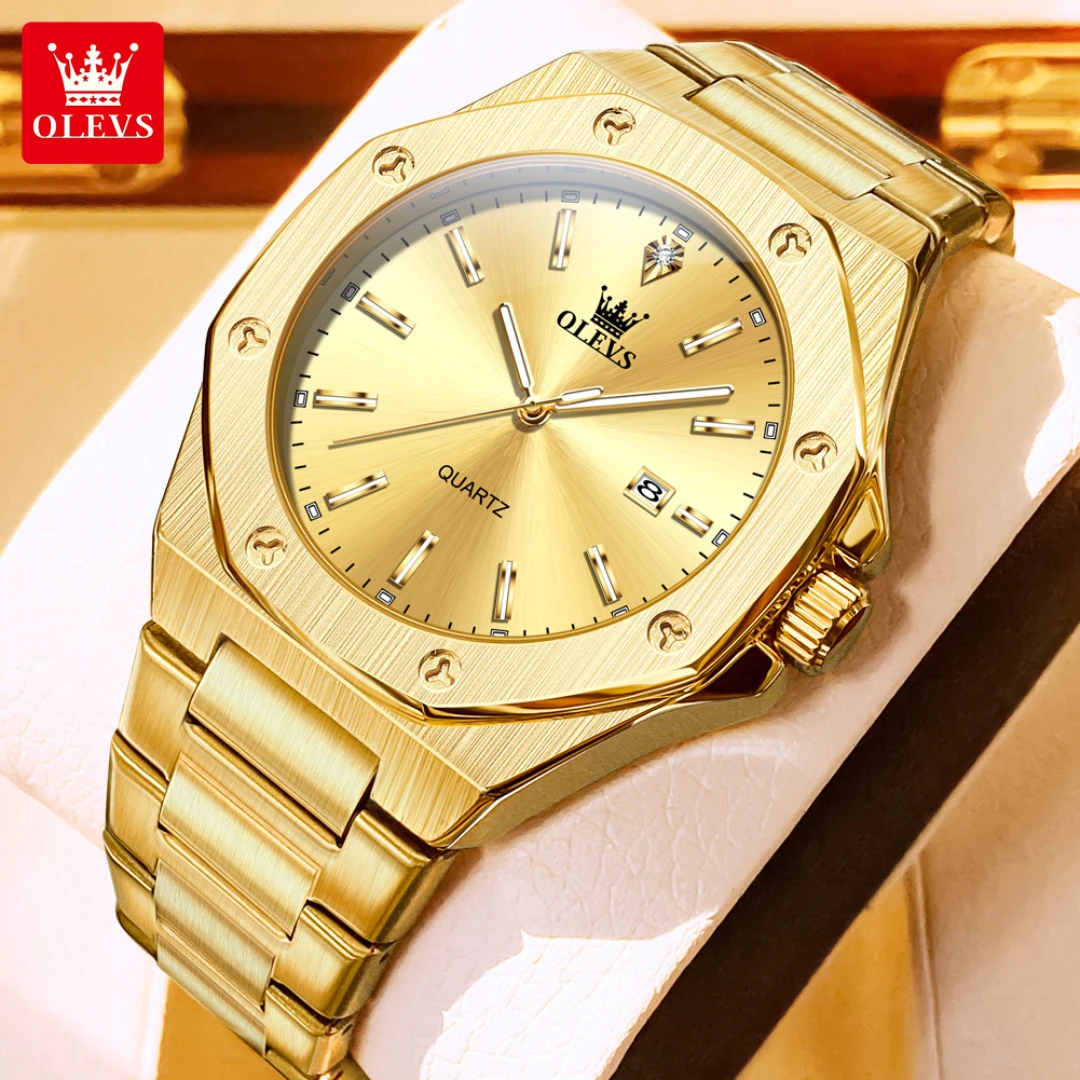 

OLEVS 3613, модные кварцевые часы, подарок, ремешок для часов из нержавеющей стали, наручные часы с круглым циферблатом, календарь