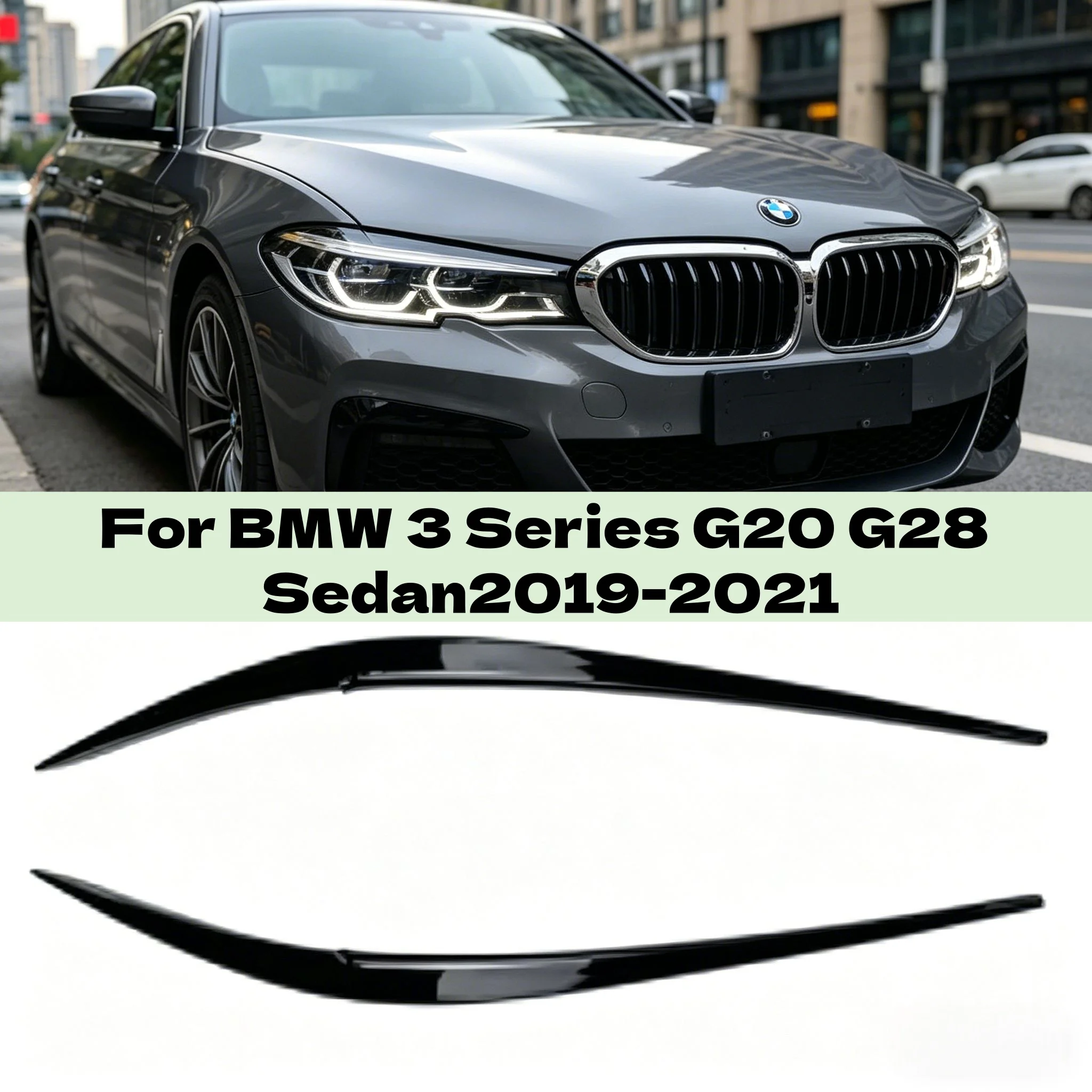 Auto-Scheinwerfer-Augenlider für BMW 3er G20 G28 Limousine 2019-2021 ABS-Kunststoffabdeckungen Autozubehör Glänzend Schwarz/Carbon-Look