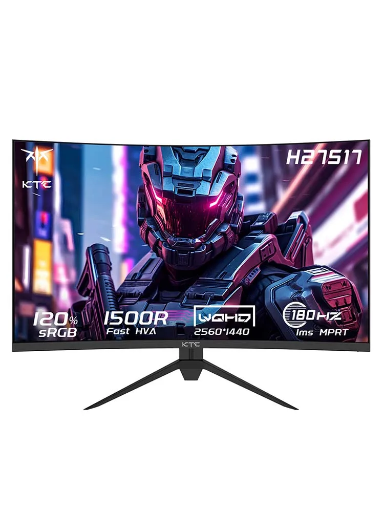 KTC H27S17 27'1500R Gebogener QHD 2560x1440 Gaming-Monitor, 180Hz 1ms MPRT, HDR10, 120% SRGB, Adaptive Sync, Blaulichtfilter, 16,7M 8Bit USB/HDMI/DP, Neigungsständer, FPS/RTS/RAC-Modi