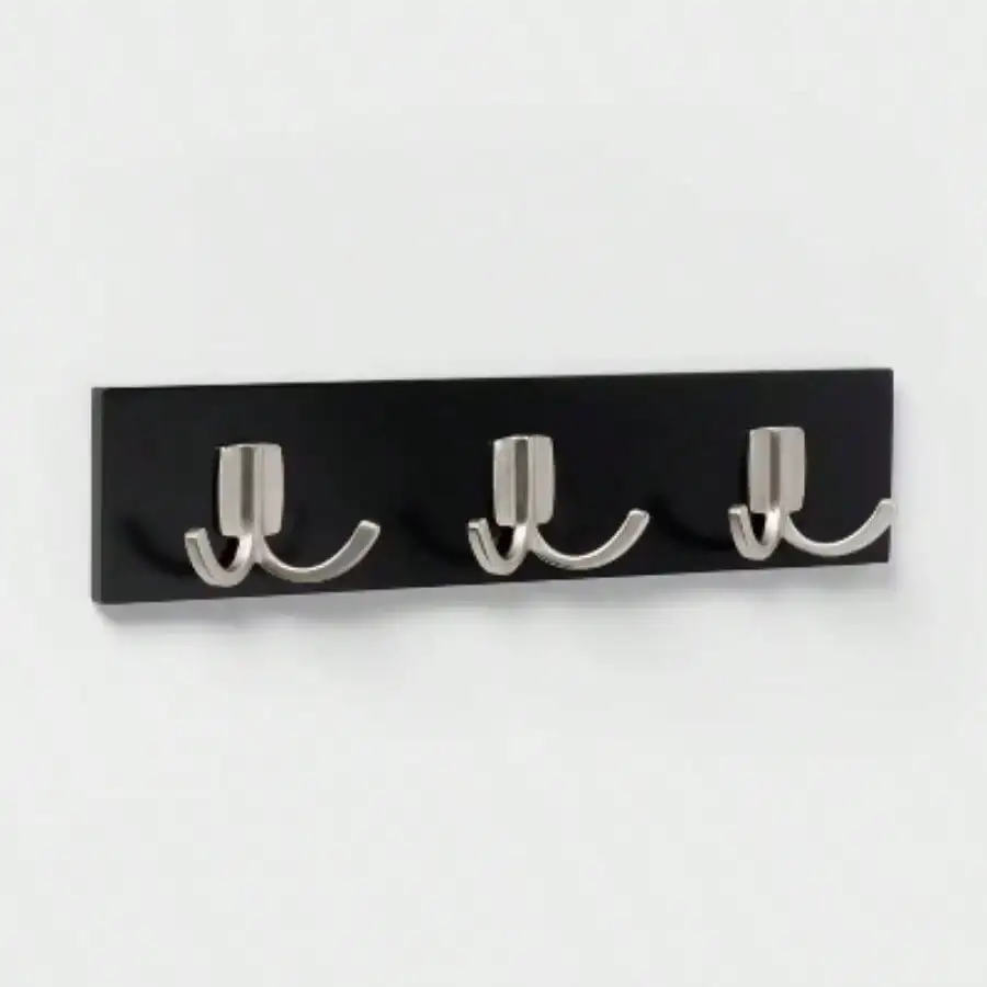 

Modern Octopus 3 Rail Nickel Hooks Black, Wall Mounted Decorative Hook Rack, Coat Rack, 3 Hooks
