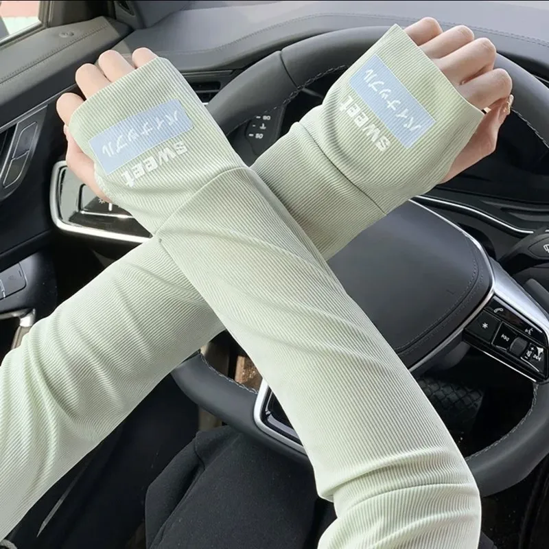 Ice Anti-sunburn Sleeve Summer Uv Protection Arm Sleeves Letter Printed Large Size Loose Arm Sleeves Thin Driving Outdoor Gloves