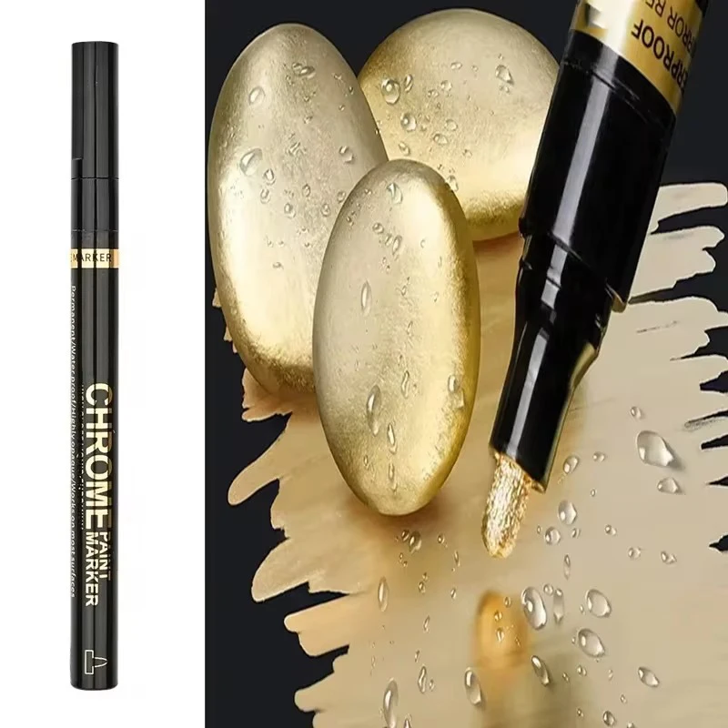 5/1pcs Chrome Pen Marker Spiegel Waterdichte Verf Reparatie Voor Rock Keramisch Glas Metallic Goud/Zilver 2mm Penpunt