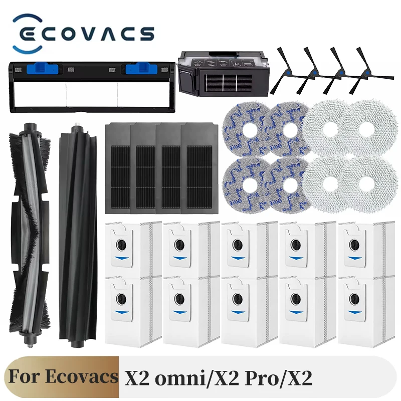 Аксессуары для робота-пылесоса Ecovacs Deebot X2 Omni/X2 Pro Мешок для пыли Hepa-фильтр Основная щетка Держатель швабры Запчасти для мусора